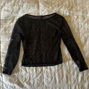 Ralph Lauren Black Sheer Long Sleeve Top